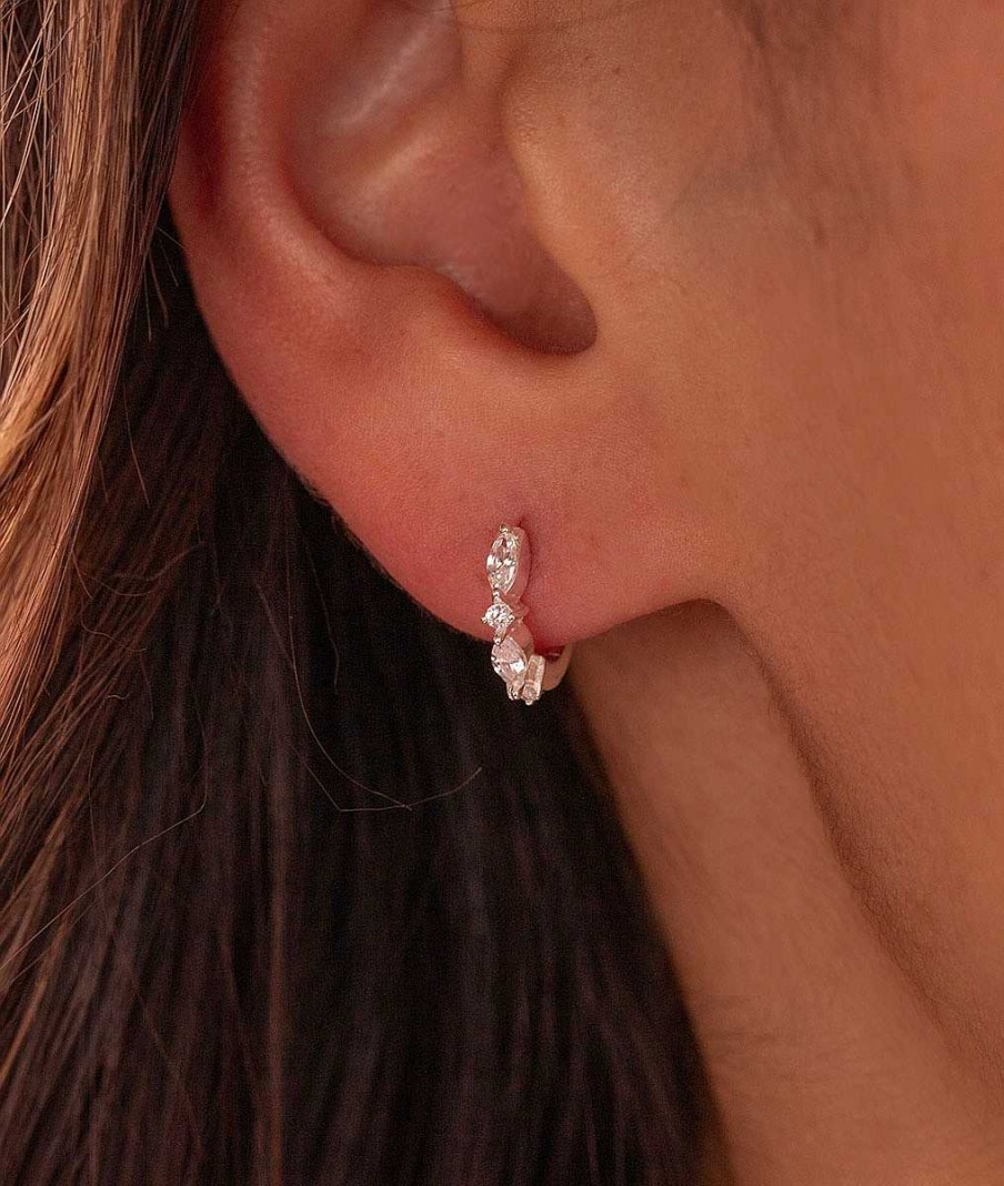 Boucles D'Oreilles Femme L'Atelier d'Amaya | Boucles D'Oreilles Cr Oles P Tales De Zircons Argent 925