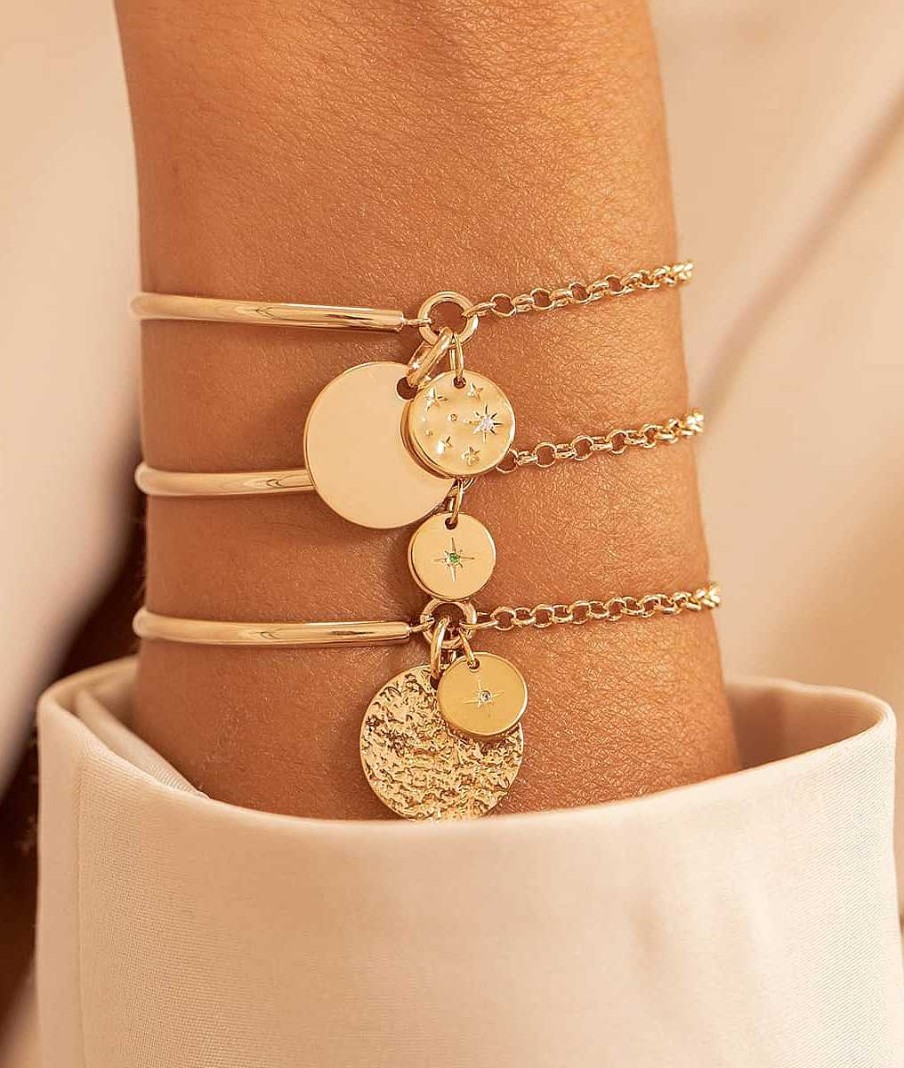 Bracelets Femme L'Atelier d'Amaya | Demi Jonc Cha Nette M Dailles Maya Et Toile Scintillante Plaqu Or