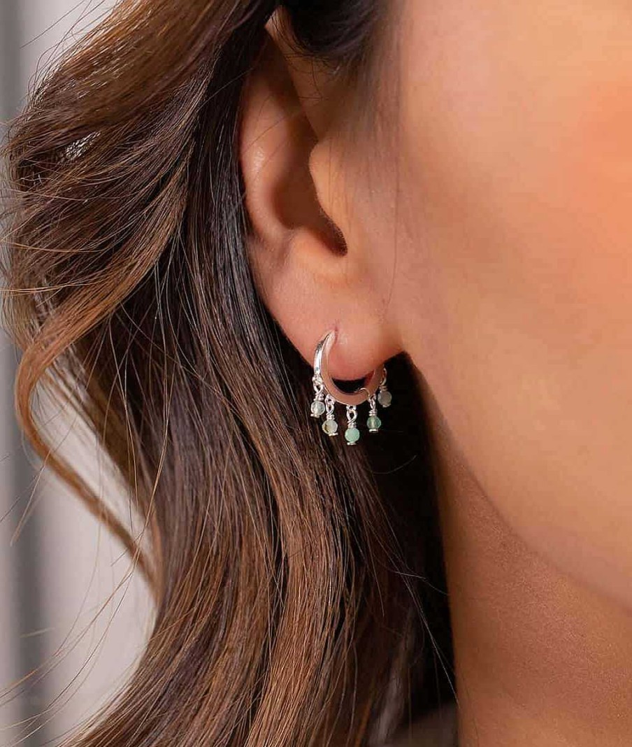 Boucles D'Oreilles Femme L'Atelier d'Amaya | Boucles D'Oreilles Cr Oles Et Perles De Jade Argent 925