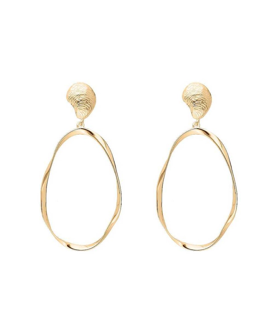 Boucles D'Oreilles Femme L'Atelier d'Amaya | Boucles D'Oreilles Anneau Ovale Et Coquillage Plaqu Or